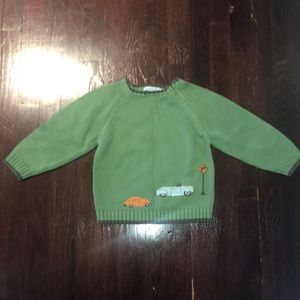 Janie and Jack Green Sweater with cars